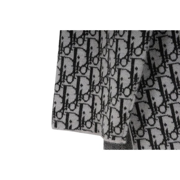 Dior Mens Oblique Logo Mock Neck Sweater Large Gray Black 100% Cashmere Pullover - Picture 5 of 10